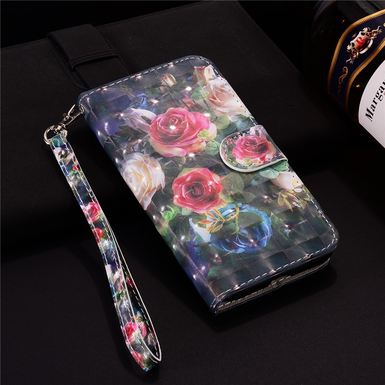 Light Spot Decor Pattern Printing Wallet Leather Case with Strap for iPhone 11 6.1 inch - Red Flowers-13
