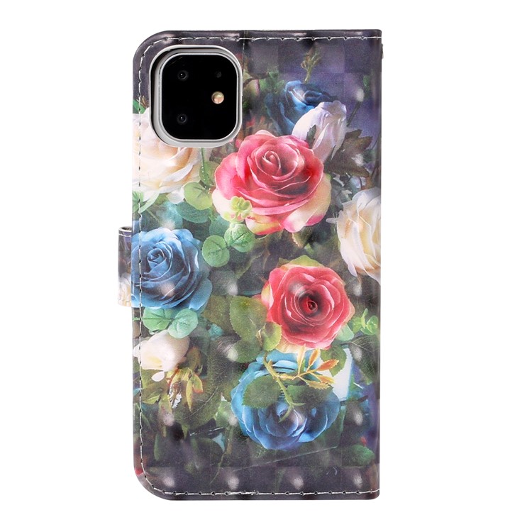 Light Spot Decor Pattern Printing Wallet Leather Case with Strap for iPhone 11 6.1 inch - Red Flowers-2