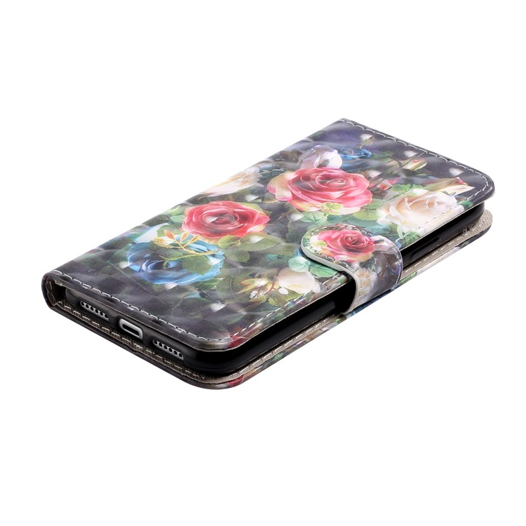 Light Spot Decor Pattern Printing Wallet Leather Case with Strap for iPhone 11 6.1 inch - Red Flowers-3