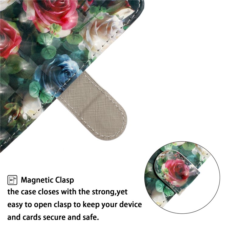 Light Spot Decor Pattern Printing Wallet Leather Case with Strap for iPhone 11 6.1 inch - Red Flowers-7