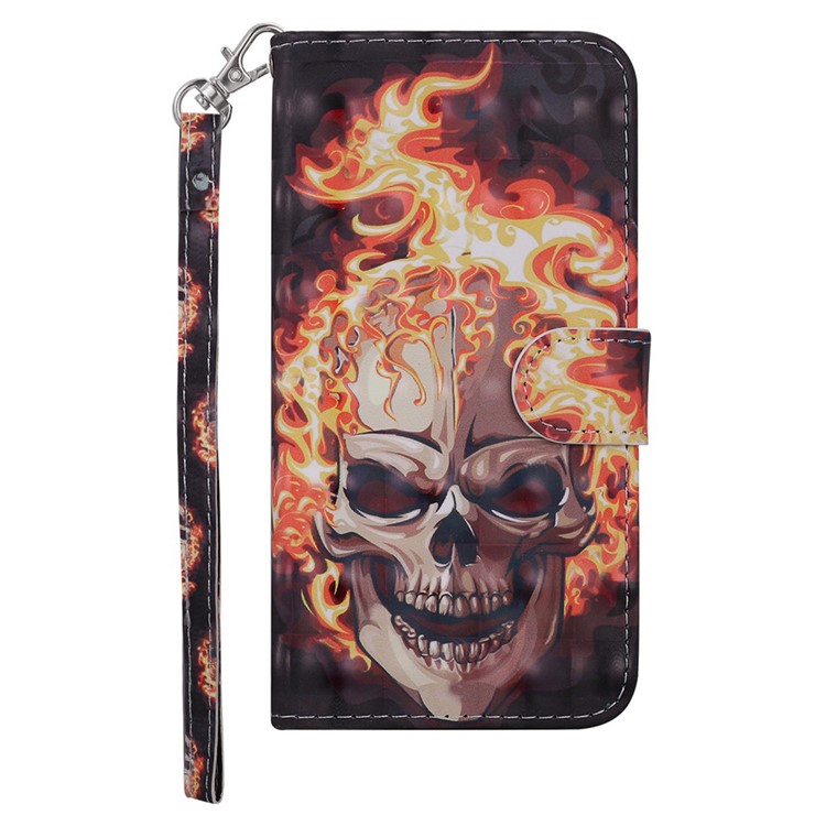 Light Spot Decor Pattern Printing Wallet Leather Case with Strap for iPhone 11 6.1 inch - Skull-1
