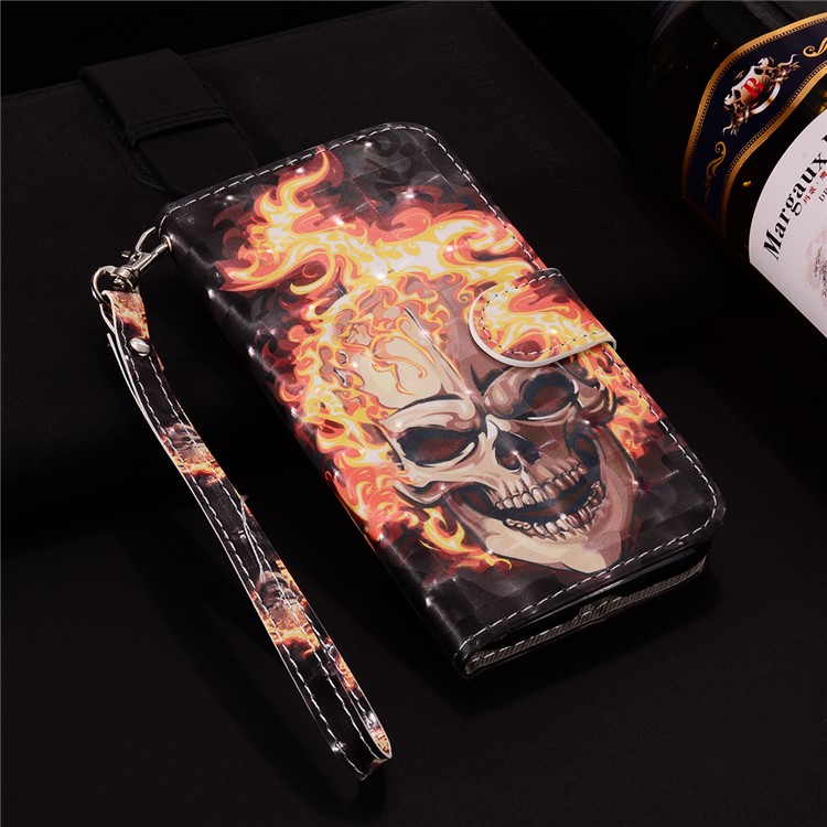 Light Spot Decor Pattern Printing Wallet Leather Case with Strap for iPhone 11 6.1 inch - Skull-13