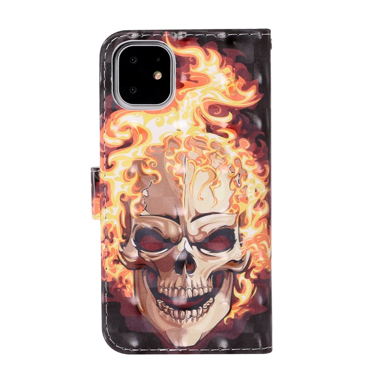 Light Spot Decor Pattern Printing Wallet Leather Case with Strap for iPhone 11 6.1 inch - Skull-2
