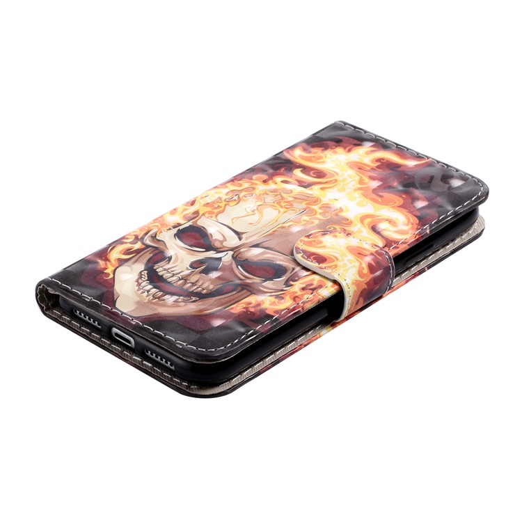Light Spot Decor Pattern Printing Wallet Leather Case with Strap for iPhone 11 6.1 inch - Skull-3