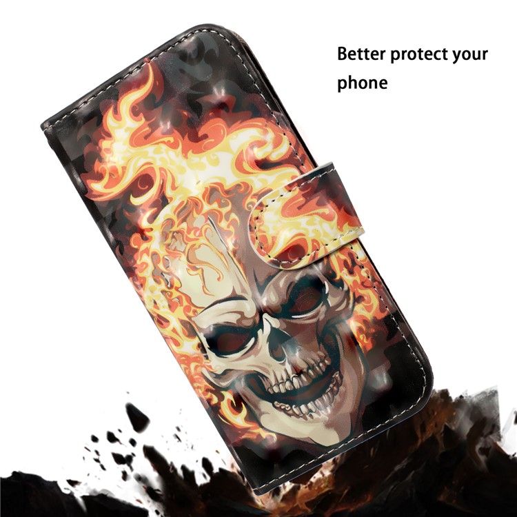 Light Spot Decor Pattern Printing Wallet Leather Case with Strap for iPhone 11 6.1 inch - Skull-8