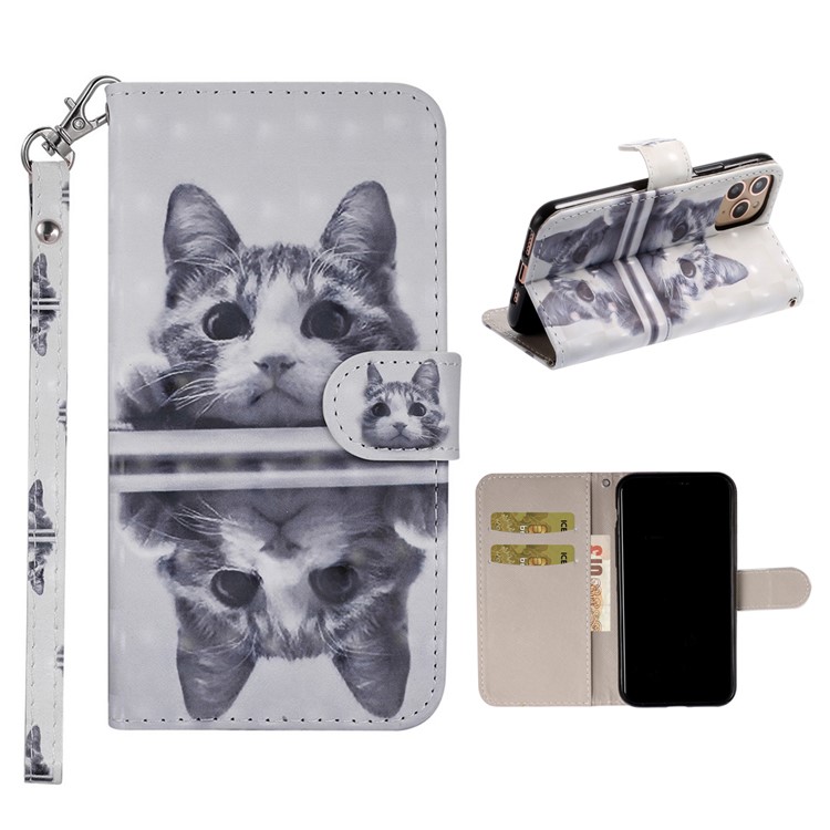 Light Spot Decor Pattern Printing Wallet Leather Phone Casing with Strap for iPhone 11 Pro Max 6.5 inch (2019) - Cat-1