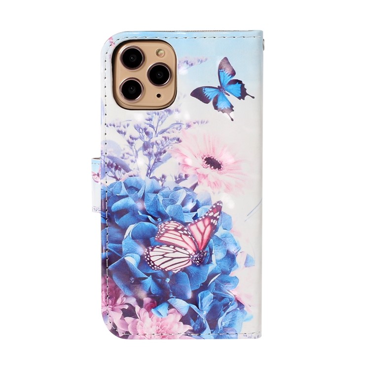 Light Spot Decor Pattern Printing Wallet Leather Phone Casing with Strap for iPhone 11 Pro Max 6.5 inch (2019) - Butterflies and Flowers-2