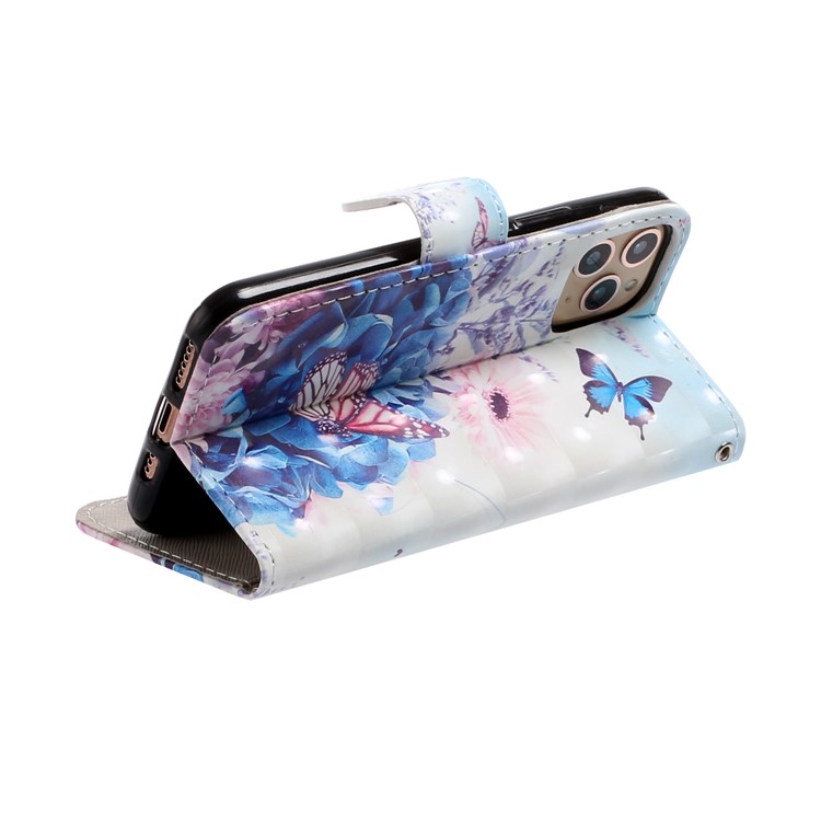 Light Spot Decor Pattern Printing Wallet Leather Phone Casing with Strap for iPhone 11 Pro Max 6.5 inch (2019) - Butterflies and Flowers-4
