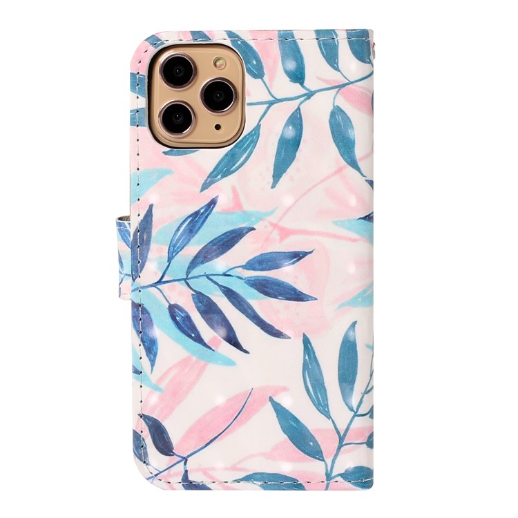 Light Spot Decor Pattern Printing Wallet Leather Phone Casing with Strap for iPhone 11 Pro Max 6.5 inch (2019) - Leaves-2