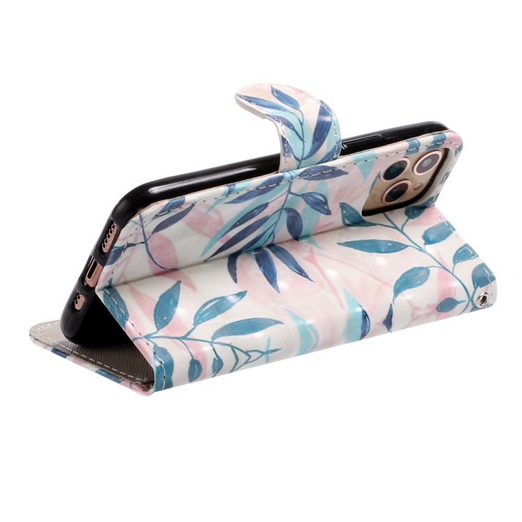 Light Spot Decor Pattern Printing Wallet Leather Phone Casing with Strap for iPhone 11 Pro Max 6.5 inch (2019) - Leaves-4