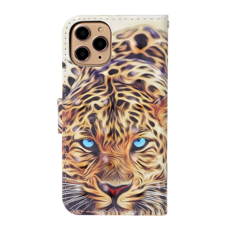 Light Spot Decor Patterned Leather Wallet Case for iPhone 11 Pro 5.8 inch - Tiger-2