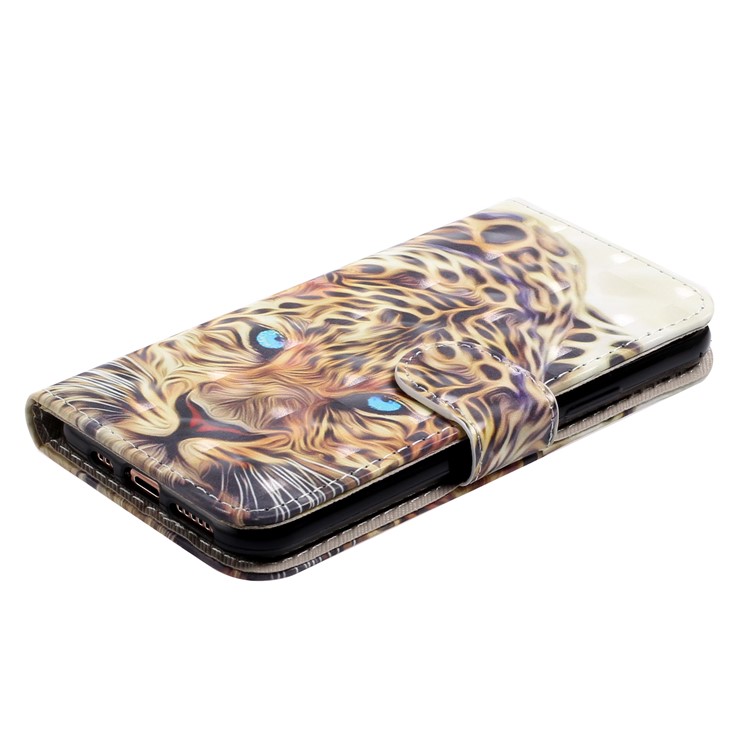 Light Spot Decor Patterned Leather Wallet Case for iPhone 11 Pro 5.8 inch - Tiger-3