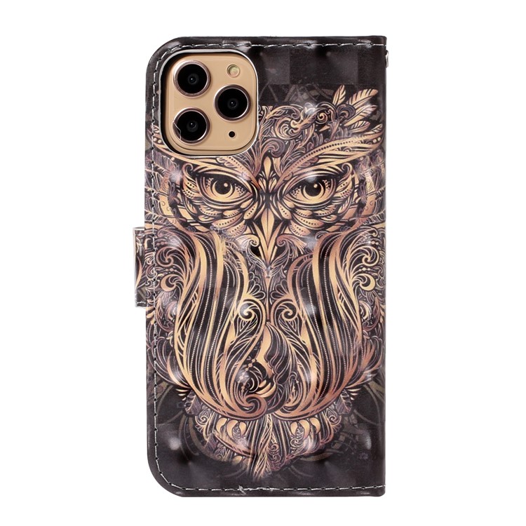 Light Spot Decor Patterned Leather Wallet Case for iPhone 11 Pro 5.8 inch - Owl-2