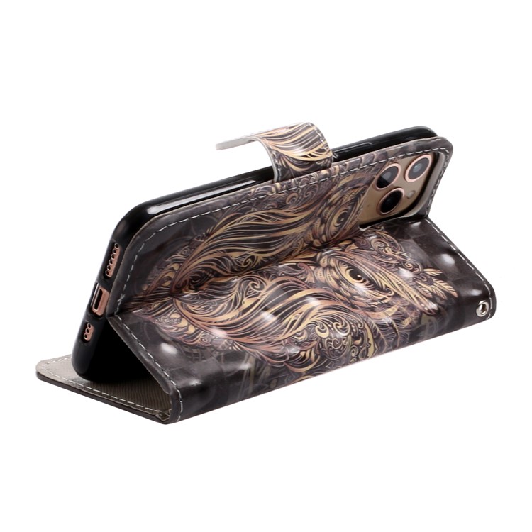 Light Spot Decor Patterned Leather Wallet Case for iPhone 11 Pro 5.8 inch - Owl-4