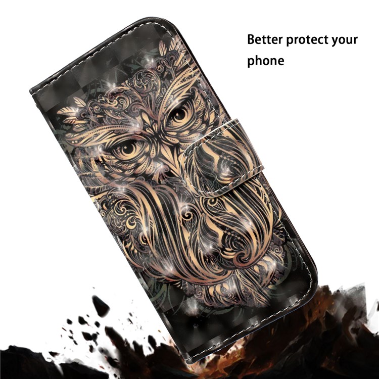 Light Spot Decor Patterned Leather Wallet Case for iPhone 11 Pro 5.8 inch - Owl-8