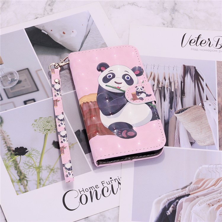 Light Spot Decor Patterned Leather Wallet Case for iPhone 11 Pro 5.8 inch - Panda-12