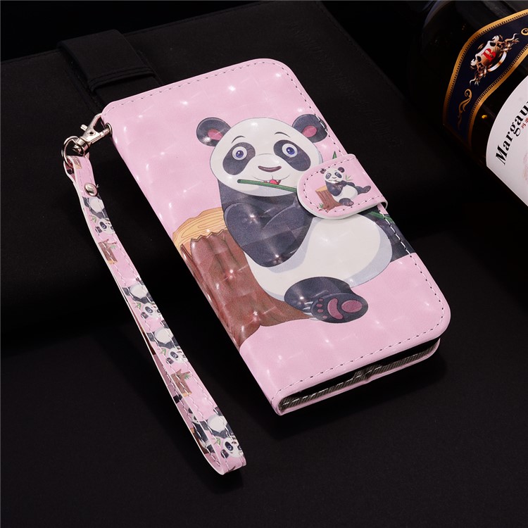 Light Spot Decor Patterned Leather Wallet Case for iPhone 11 Pro 5.8 inch - Panda-13