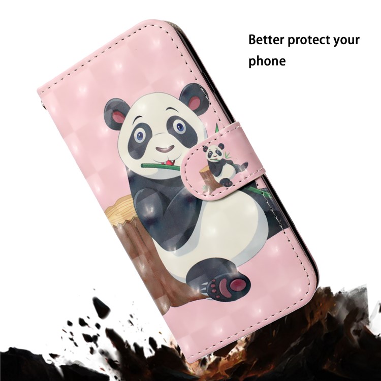Light Spot Decor Patterned Leather Wallet Case for iPhone 11 Pro 5.8 inch - Panda-8