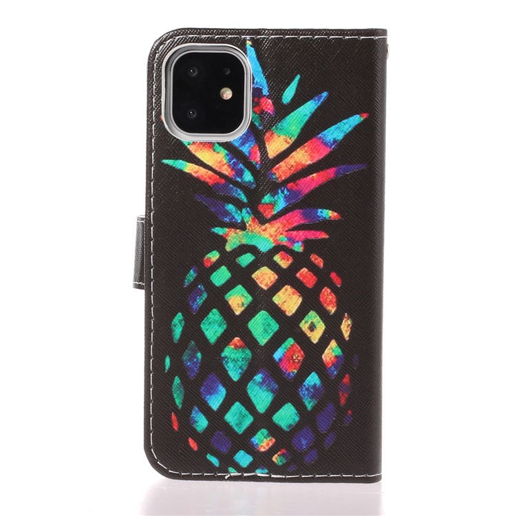 Pattern Printing Leather Wallet Case for iPhone 11 6.1 inch - Colorized Pineapple-2