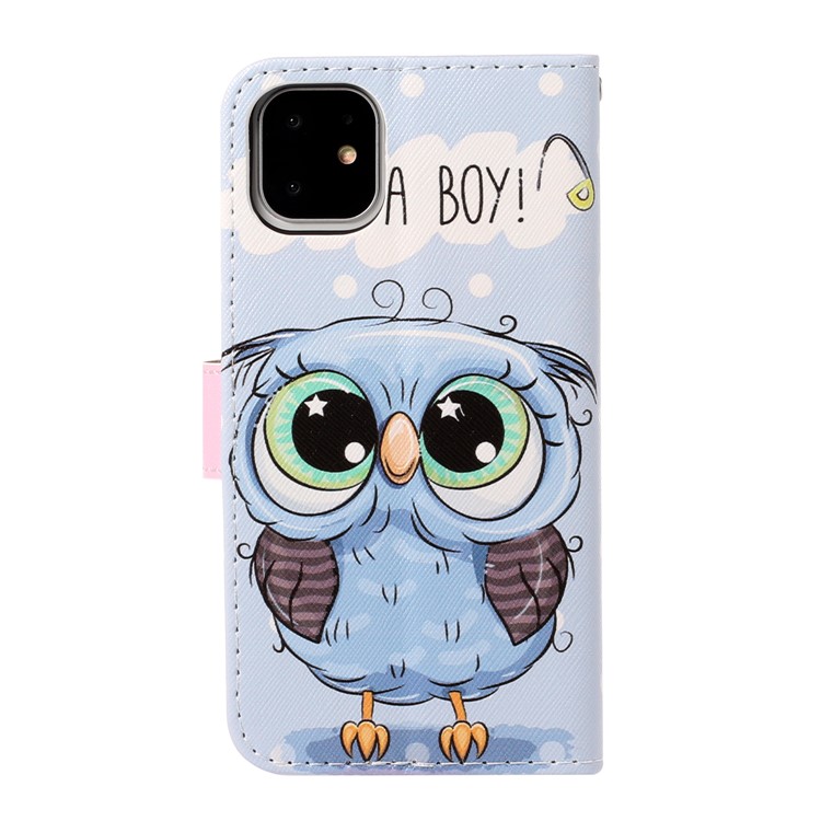 Pattern Printing Leather Wallet Case for iPhone 11 6.1 inch - Owl-2