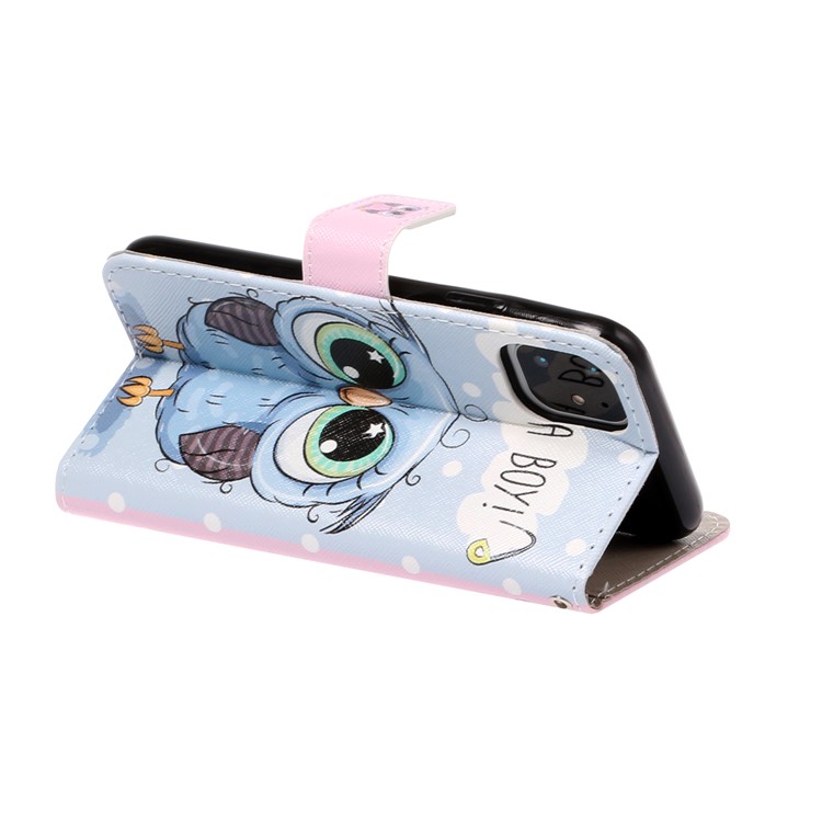 Pattern Printing Leather Wallet Case for iPhone 11 6.1 inch - Owl-4