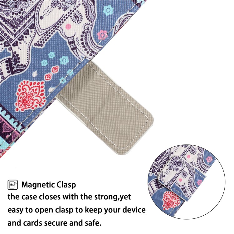 Pattern Printing Leather Wallet Case for iPhone 11 6.1 inch - Elephant and Flower-7