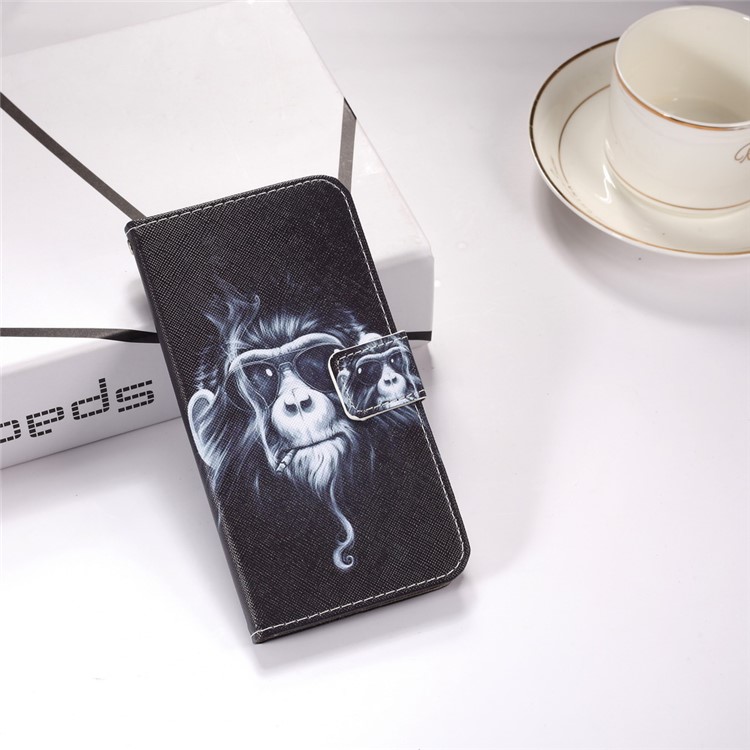 Pattern Printing Leather Wallet Case for iPhone 11 6.1 inch - Smoking Monkey-12