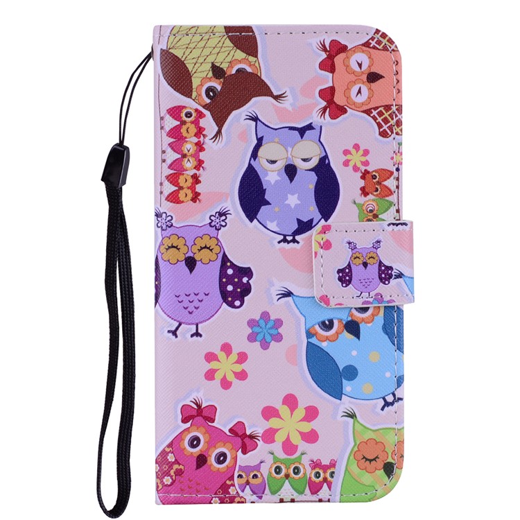 Pattern Printing Leather Wallet Stand Case for iPhone 11 Pro 5.8 inch - Owls and Flowers-1
