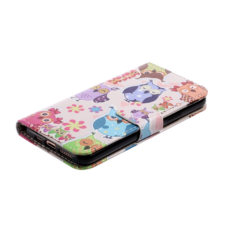 Pattern Printing Leather Wallet Stand Case for iPhone 11 Pro 5.8 inch - Owls and Flowers-3