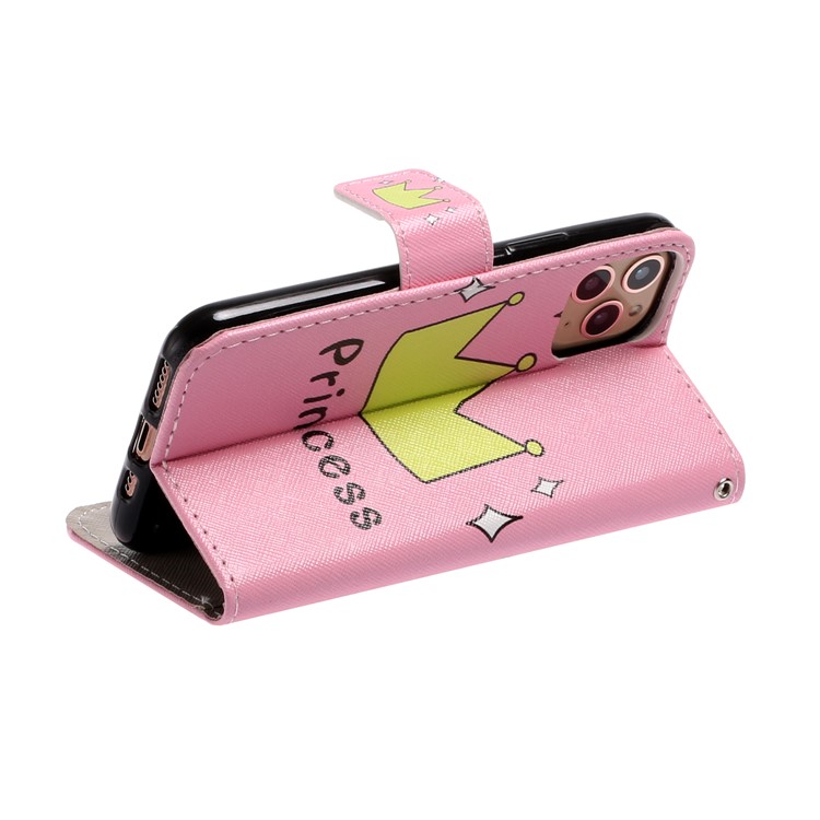 Pattern Printing Leather Wallet Stand Case for iPhone 11 Pro 5.8 inch - Princess Crown-4