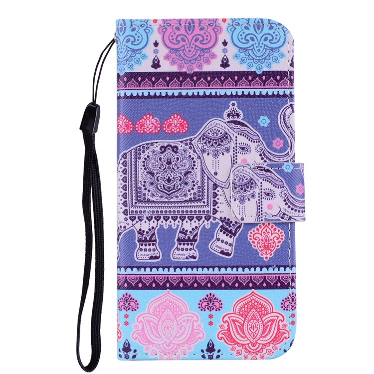 La Impresión Del Patrón Cartera De Cuero Caso Del Soporte Para El Iphone 11 Pro 5.8 Pulgadas - Elefante Y Flor-1