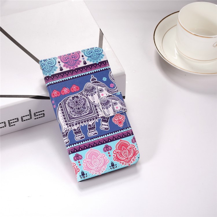 La Impresión Del Patrón Cartera De Cuero Caso Del Soporte Para El Iphone 11 Pro 5.8 Pulgadas - Elefante Y Flor-12