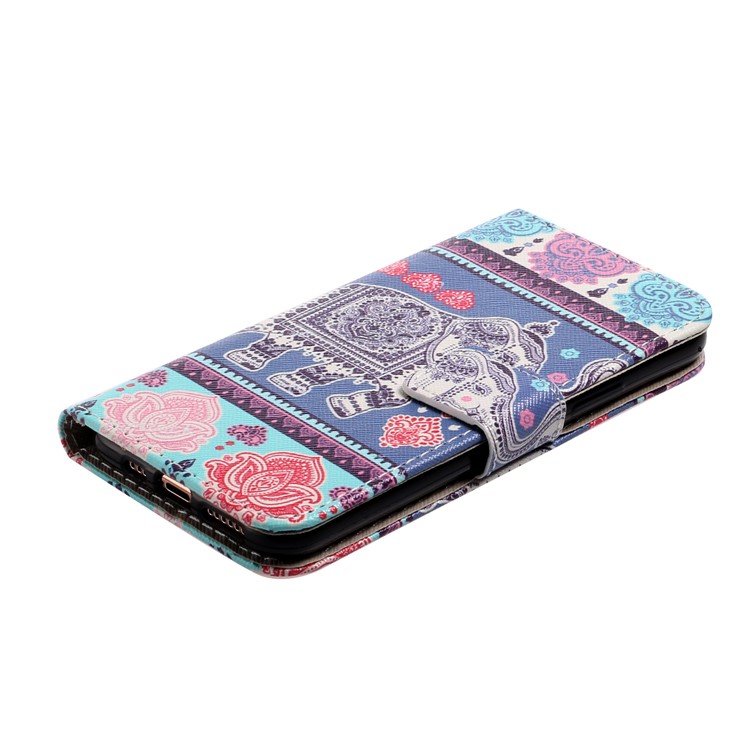 La Impresión Del Patrón Cartera De Cuero Caso Del Soporte Para El Iphone 11 Pro 5.8 Pulgadas - Elefante Y Flor-3