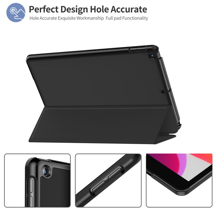 Tri-fold Leather Shell Tablet Case for iPad 10.2 (2019) - Black-7