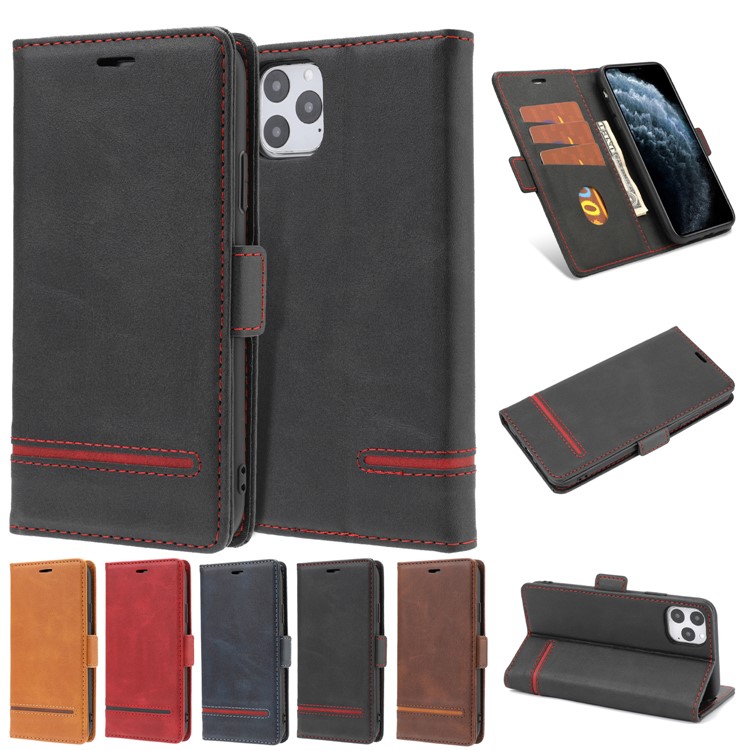 Business Style Splicing Leather Wallet Case for iPhone 11 Pro Max 6.5 inch - Black-7