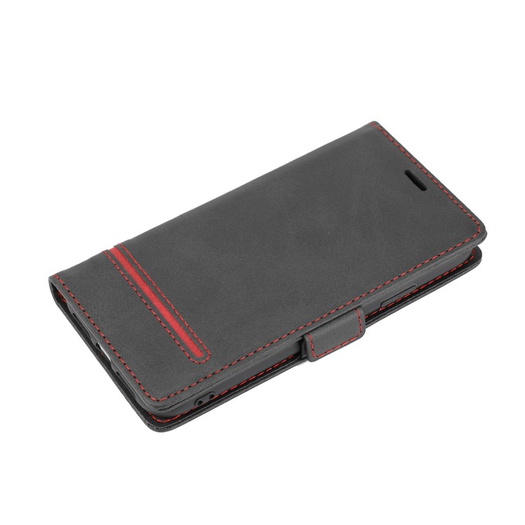 Business Style Splicing Leather Wallet Stand Case for iPhone 11 6.1 inch - Black-6