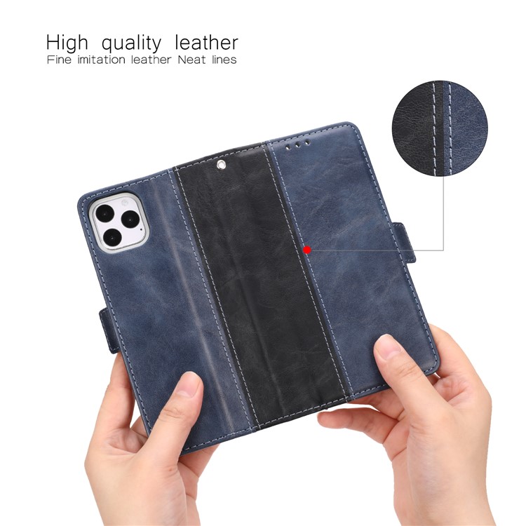 Retro Contrast Color Wallet Leather Stand Case for iPhone 11 Pro Max 6.5 inch - Blue-7