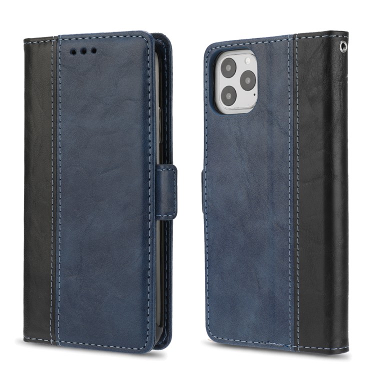 Retro Contrast Color Wallet Leather Stand Case for iPhone 11 Pro 5.8 inch - Blue-1