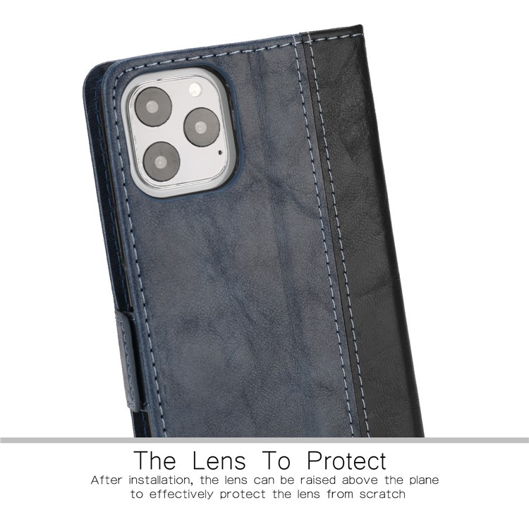 Retro Contrast Color Wallet Leather Stand Case for iPhone 11 Pro 5.8 inch - Blue-5