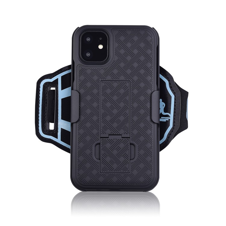 Nylon Woven Pattern Sport Wrist Band PC Phone Cover with Kickstand Shell for iPhone 11 Pro Max 6.5 inch-2