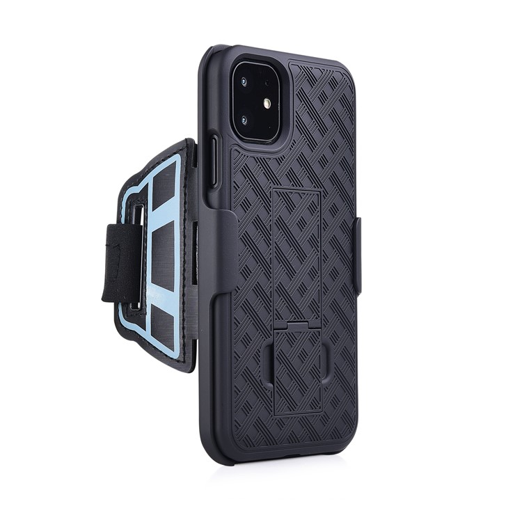 Nylon Woven Pattern Sport Wrist Band PC Phone Cover with Kickstand Shell for iPhone 11 Pro Max 6.5 inch-3