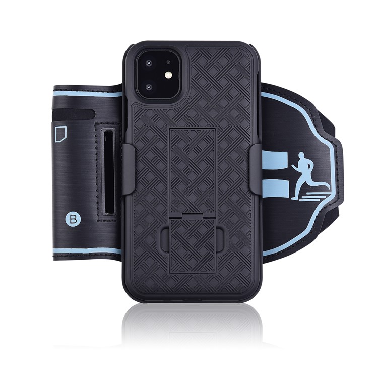 Nylon Sport Armband Woven Pattern PC Case with Kickstand Phone Cover for iPhone 11 Pro Max 6.5 inch-3