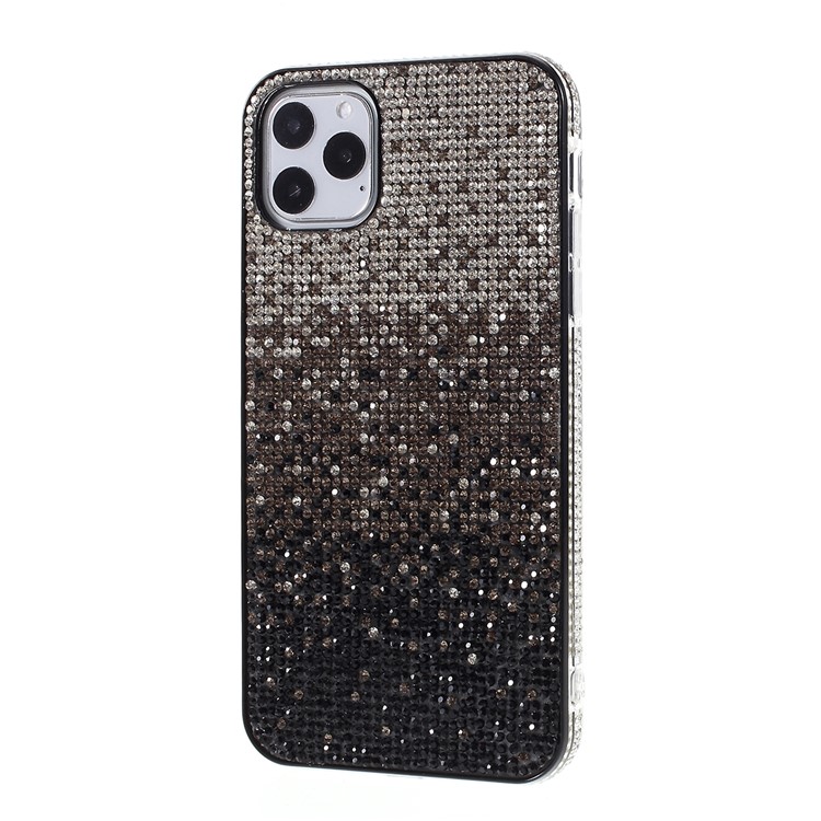 Gradient Three-colour Rhinestone Decoration Plastic + TPU Phone Case for Apple iPhone 11 Pro Max 6.5-inch - Silver/Brown/Black-2