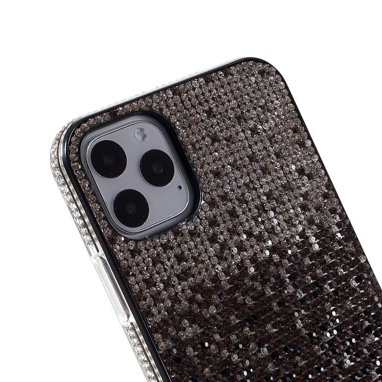 Gradient Three-colour Rhinestone Decoration Plastic + TPU Phone Case for Apple iPhone 11 Pro Max 6.5-inch - Silver/Brown/Black-4