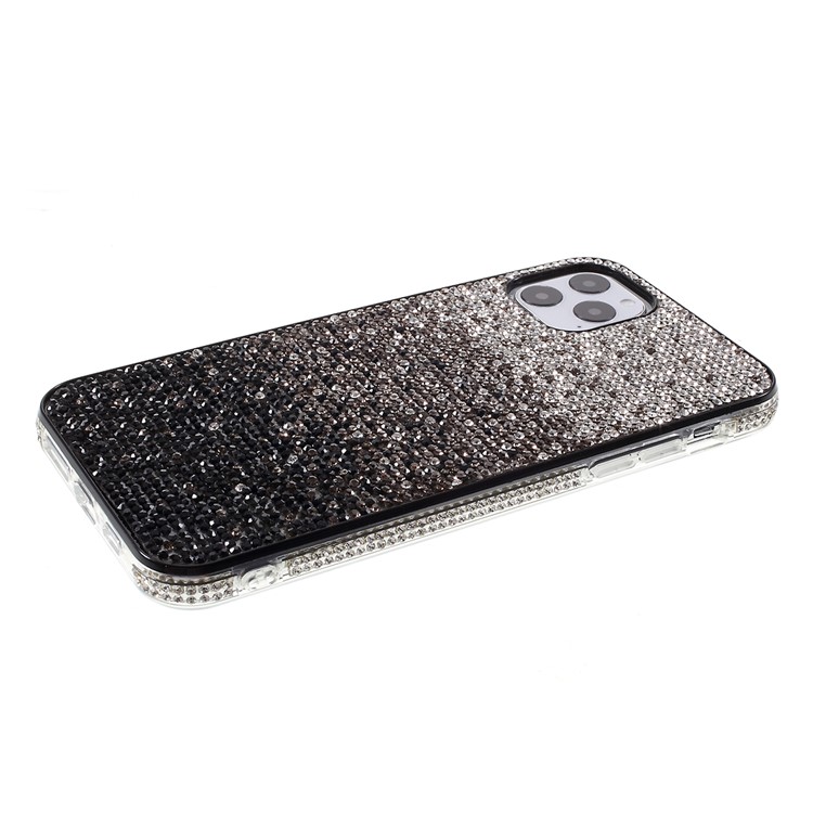 Gradient Three-colour Rhinestone Decoration Plastic + TPU Phone Case for Apple iPhone 11 Pro Max 6.5-inch - Silver/Brown/Black-5