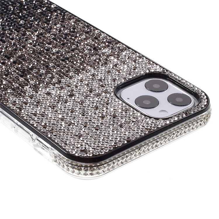 Gradient Three-colour Rhinestone Decoration Plastic + TPU Phone Case for Apple iPhone 11 Pro Max 6.5-inch - Silver/Brown/Black-6