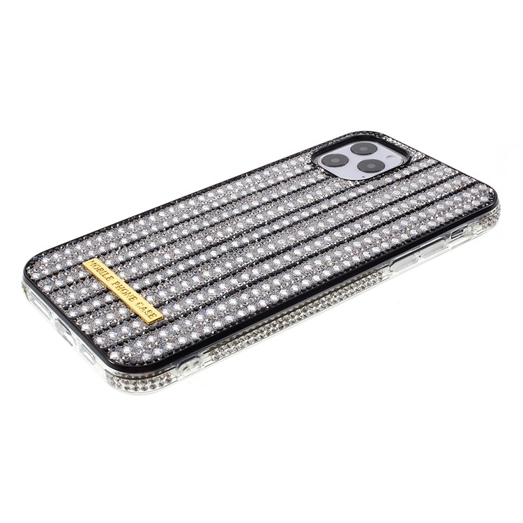 Bling Do Strass Decoração PC + Caixa Do Telefone TPU Para Apple IPhone 11 Pro Máximo De 6,5 Polegadas - Prata-3