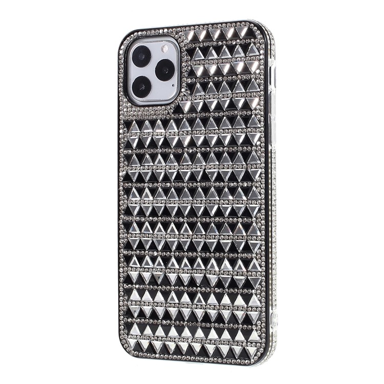 Vidrio Triángulo Caso De Cáscara De TPU Decoración Rhinestone Plástico + Para El IPhone 11 Pro 5,8 Pulgadas - Negro-2