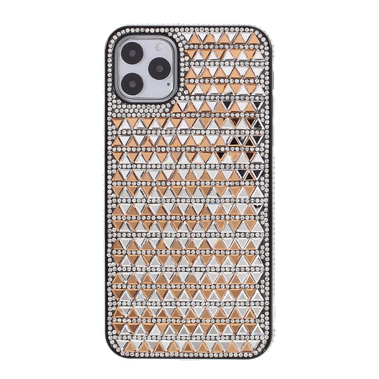 Decoração De Strass Caso De Concha TPU Plástico + Triângulo Vidro Para Iphone 11 Pro 5,8 Polegadas - Ouro-1