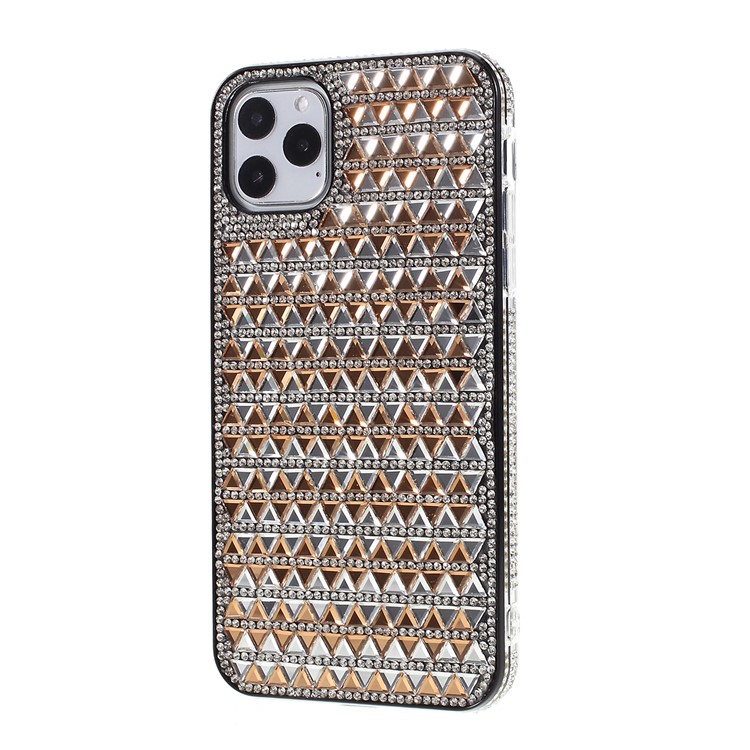 Decoração De Strass Caso De Concha TPU Plástico + Triângulo Vidro Para Iphone 11 Pro 5,8 Polegadas - Ouro-2